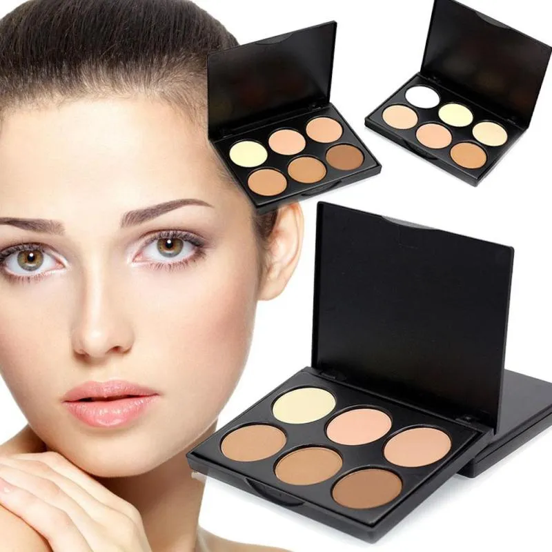 POPFEEL 6 Cores Rosto Marcador Em Pó Paleta Corrector Corretivo Em Pó Paleta Contorno Bronzer Highlighter Maquiagem Pó