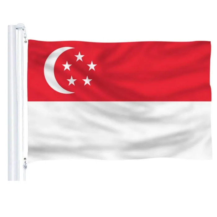 Drapeau de pays de singapour, 150x90cm, 5x3 pieds, drapeaux nationaux de singapour avec deux œillets en laiton, livraison gratuite