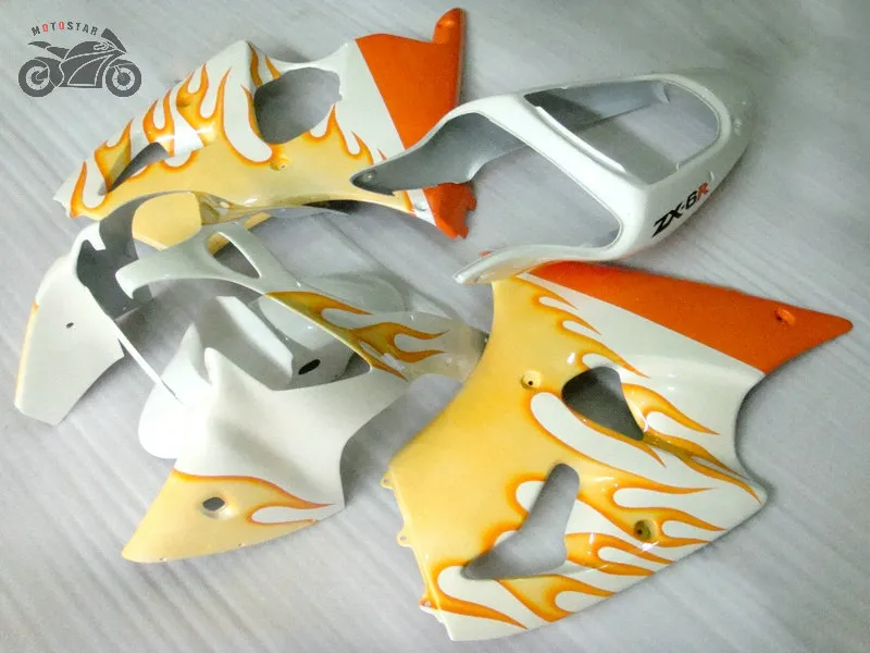 Motorcycle fairings parts for Kawasaki ZX6R 00 01 02 ZX636 ZX-6R 2000 2001 2002 Injection Chinese yellow flames fairing bodywork