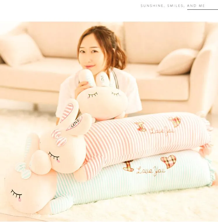 Squishy rabbit Stuffed toys Doll Lying 50cm Plush rabbits Toy GREEN Pink Animals Soft Plushie Hand Warmer Blanket Kids Comforting Gift