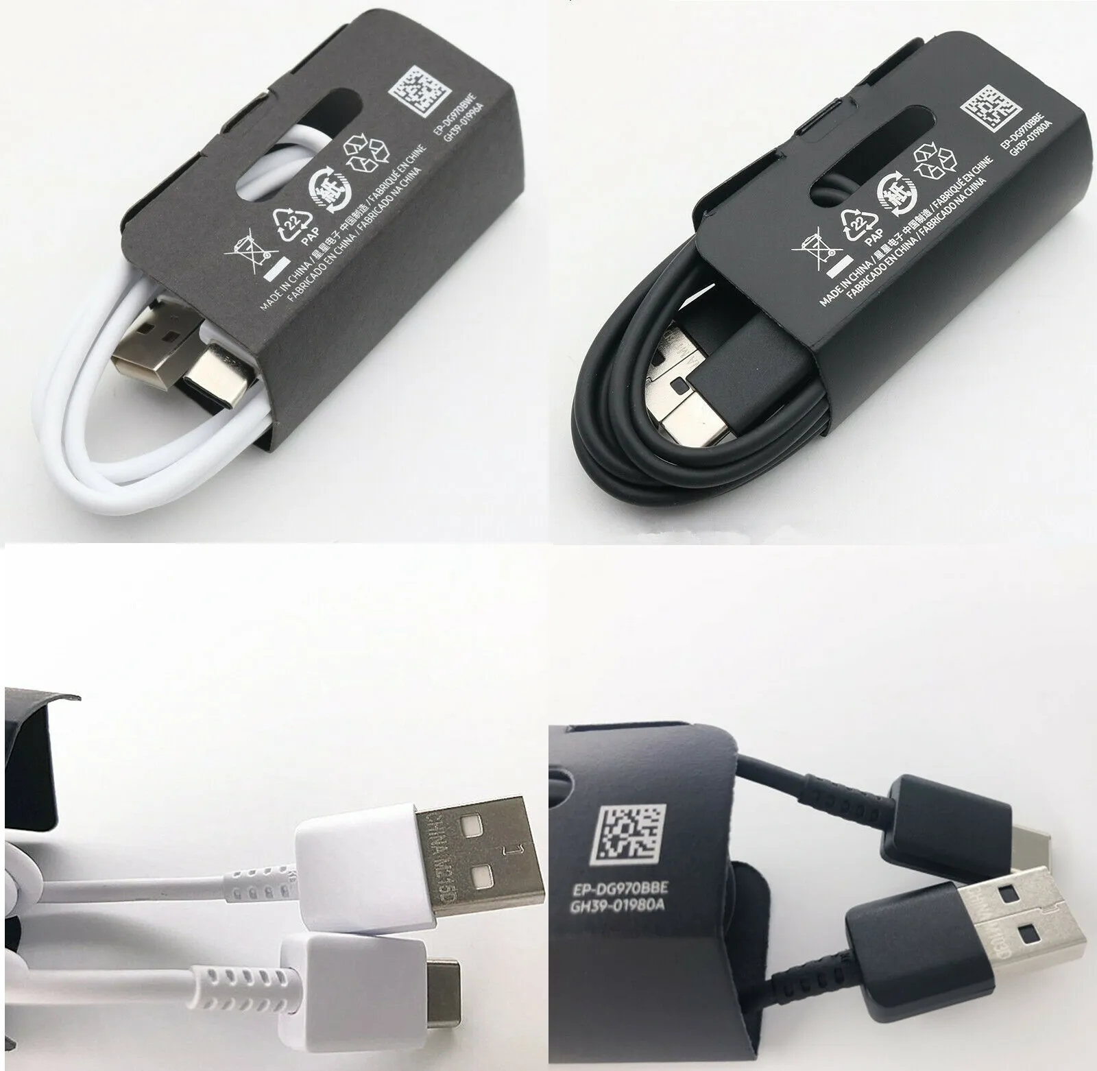 Original OEM USB Typ C Kabel 1,2m 2a Snabb Laddare Kabel för Samsung Galaxy Not 10 S10 S9 S8 S10P EP-DG970BBE