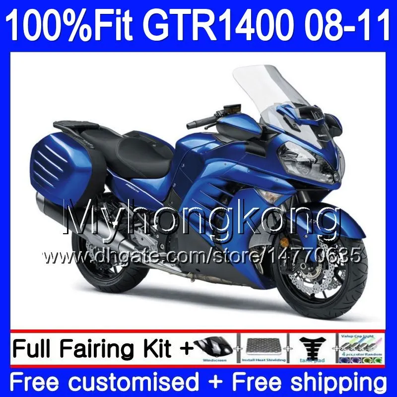 Инъекционные формы тела для KAWASAKI GTR1400 08 09 10 11 255HM.1 GTR1400 08 11 GTR 1400 2008 2009 2010 2011 обтекатели Глянцевого голубого горячего комплекта