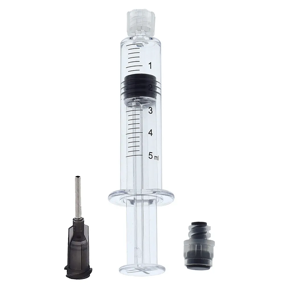 New Luer Lock Syringe with 16G Tip Head 5ml (Gray Piston) Injector for Thick Co2 Oil Cartridges Tank Clear Color Cigarettes Atomizers