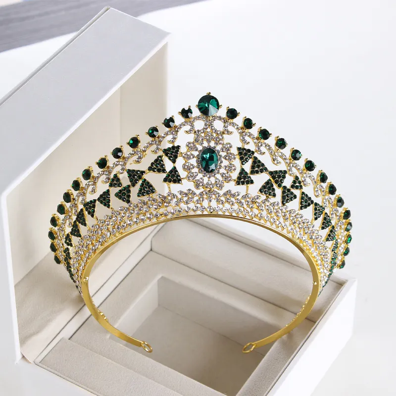 Concurso de tiaras de círculo completo de luxo limpo strass austríaco rei rainha princesa coroas de casamento noivas da coroa da coroa da coroa