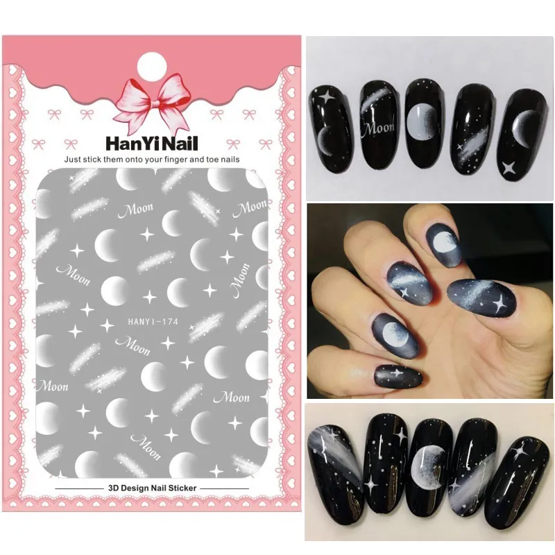 Kwiat 3D Naklejki Nail Naklejki Przezroczysty Księżyc DIY Naklejki Naklejki Porady Manicure Charm Design Kleje Porady Sztuka Do Paznokci