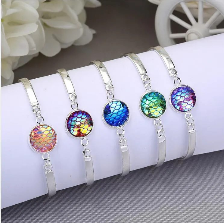 Fashion 12mm Fish Scales Resin Druzy Drusy Bracelet Silver Gold