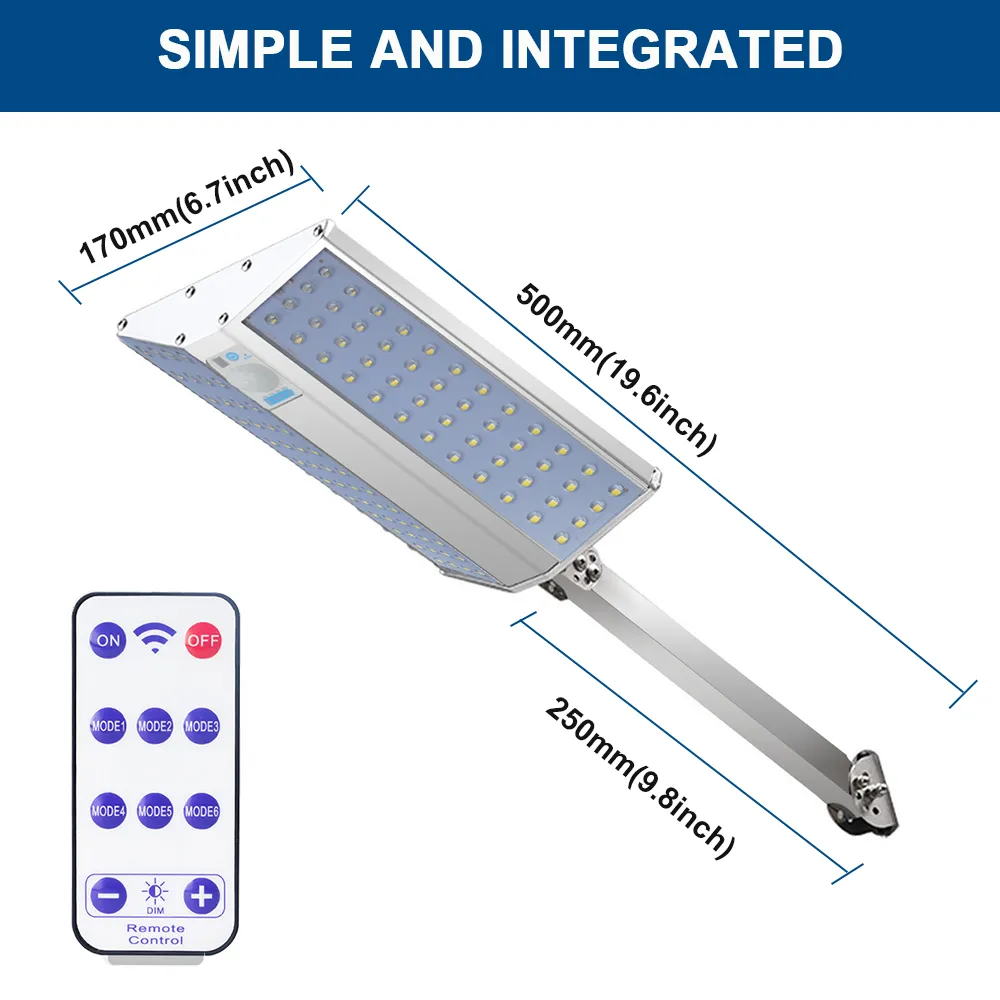 1200lm Solar Garden Light 96 leds IP65 Integrate Split Solar Street Light Adjustable Angle Outdoor Solar Wall Light +US Stock