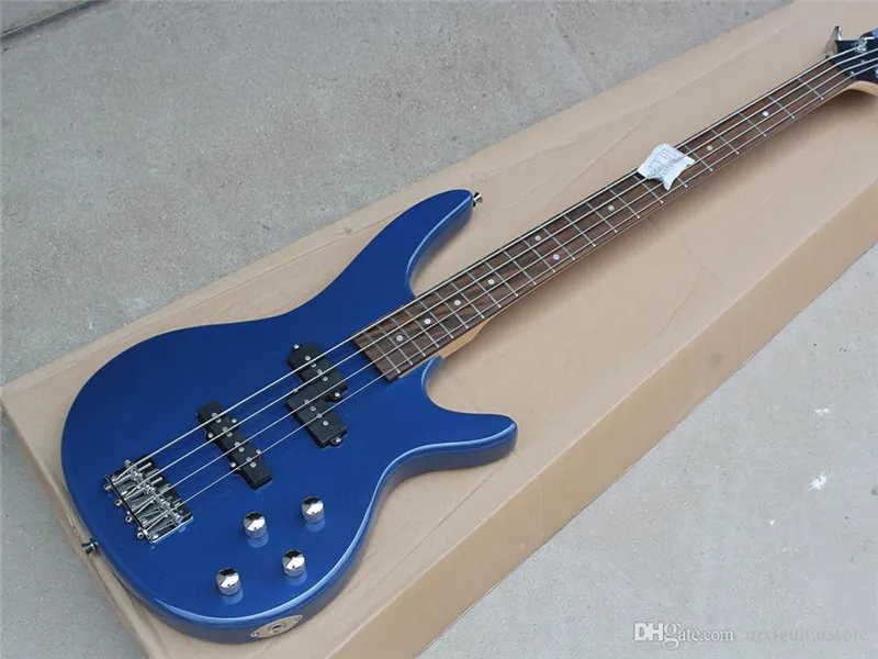 Fábrica Custom Blue Electric Bass Guitar com Rosewood Fretboard, 4 cordas, 22 trastes, Hardwares de cromo, oferta personalizada