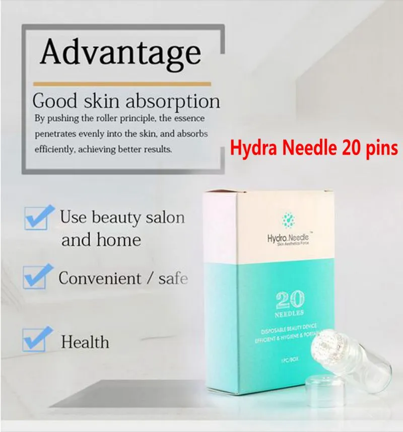 Applicateur de sérum Hydra Needle 20 broches Hydra Roller 64 broches bouteille Aqua Micro Channel Mésothérapie Gold Needle Fine Touch System derma stamp