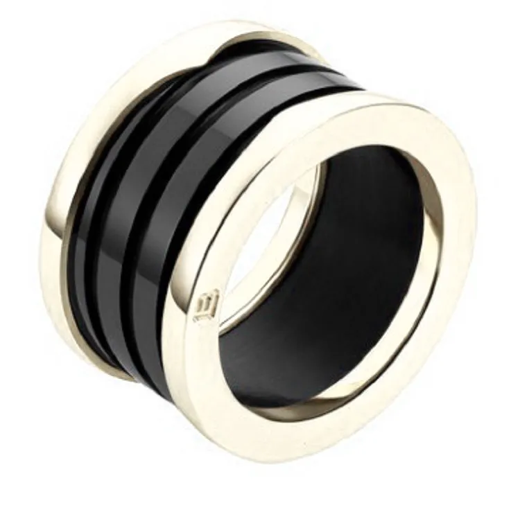 fashion titanium steel love ring silver rose gold ring for lovers white black Ceramic couple ring For gift