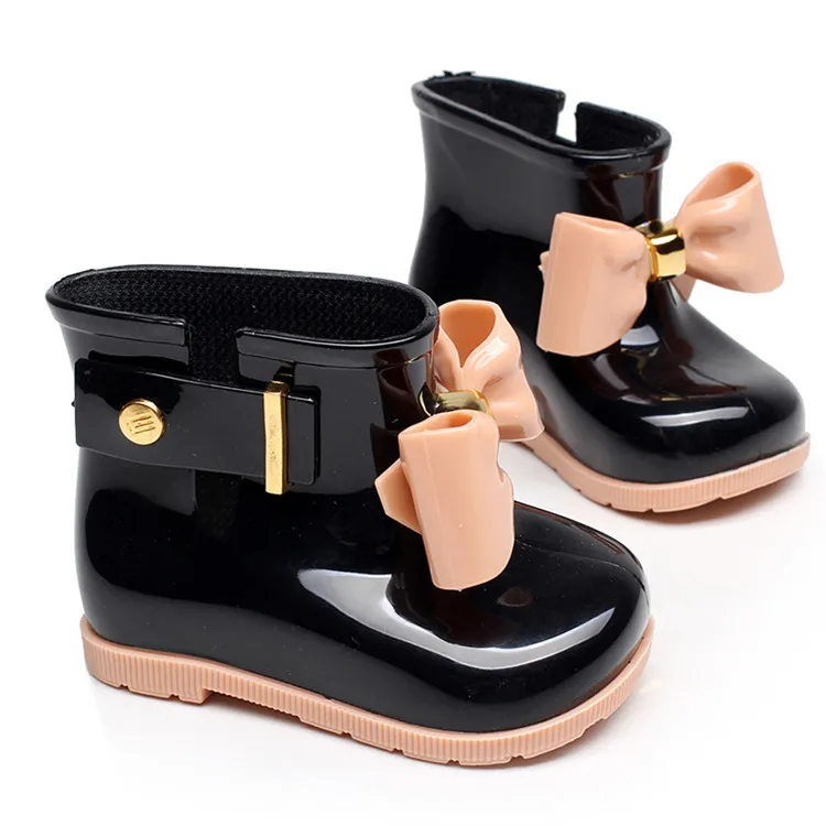 Kids Designer Shoes Girls Mini Melissa Shoes Baby Bows Jelly Rain Boots New Non-Slip Princess Short Boots Children Jelly Water Boots A70