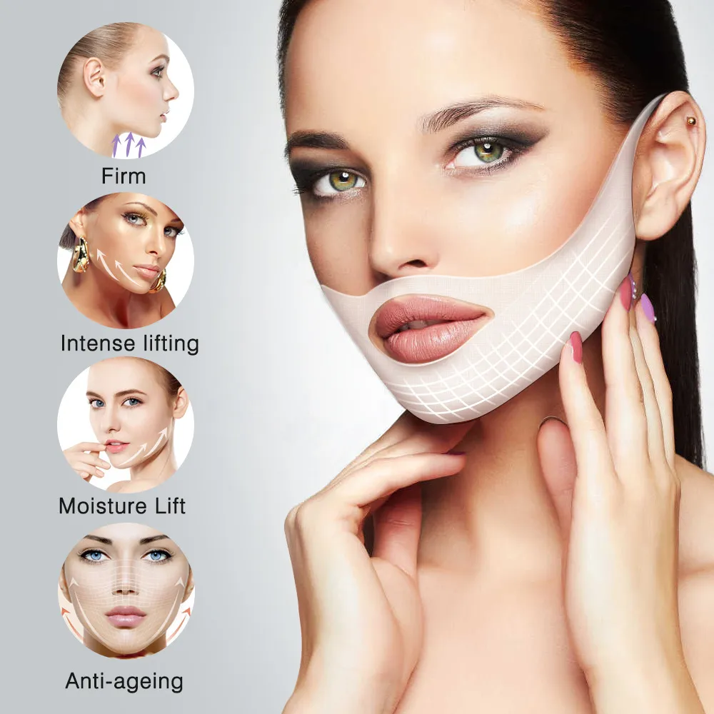 ELAIMEI Lifting Face Masks V Shape Face Slim Chin Check Neck 4Pcs Lift Peel-off Mask Dimagrante Fasciatura Shaper Cura della pelle