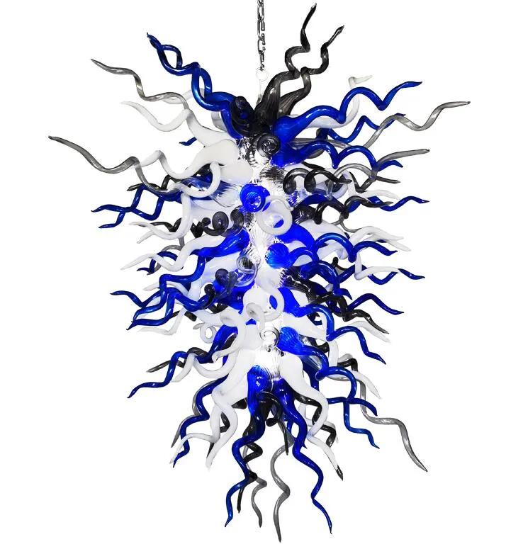 램프 비교 핸드 블로우 유리 샹들리에 집 아트 장식 코발트 블루 화이트 그레이 컬러 현대 LED 샹들리에