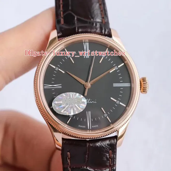 6 colores MKS Los mejores relojes de pulsera para hombre Cellini 50509 50505 39 mm 18K Oro rosa Cinturón de cocodrilo ETA CAL.3132 Movimiento Reloj automático para hombre Relojes