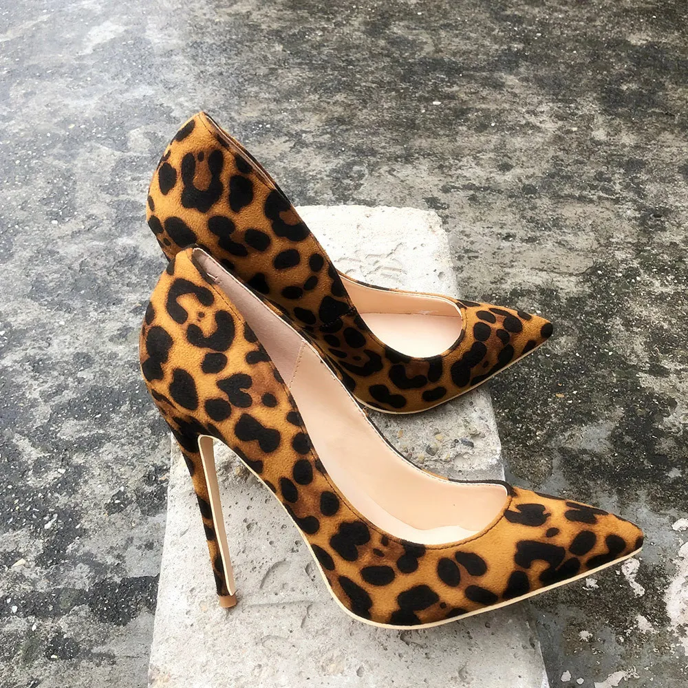 2020 NEWEST Womens 12CM 10CM Heel Height Flock Leopard horse hair Classical High Heels Sexy Wedding Party Women Shoes