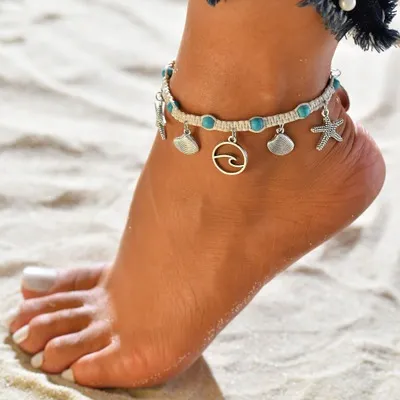 Bracelets De Cheville Bohème Dorés Superposés - Chaîne Pied Plage Pour Femmes Et Filles