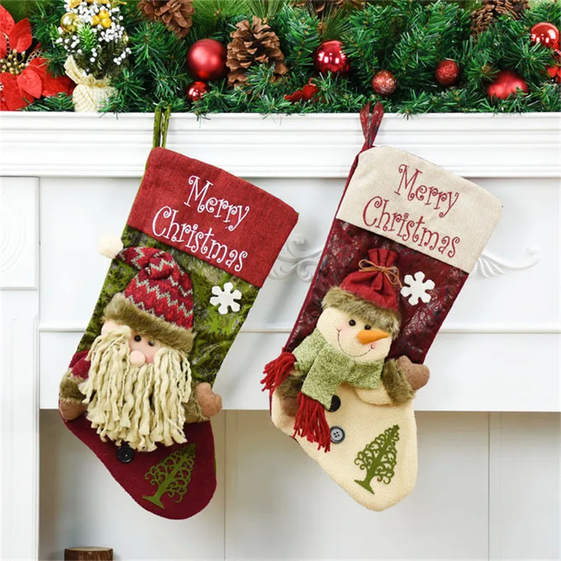 Sac cadeau de bonbons du Nouvel An Santa Claus Snowman Christmas Stocking Gift Hopinder Arbre de Noël Décoration suspendue Ornements Natalizi