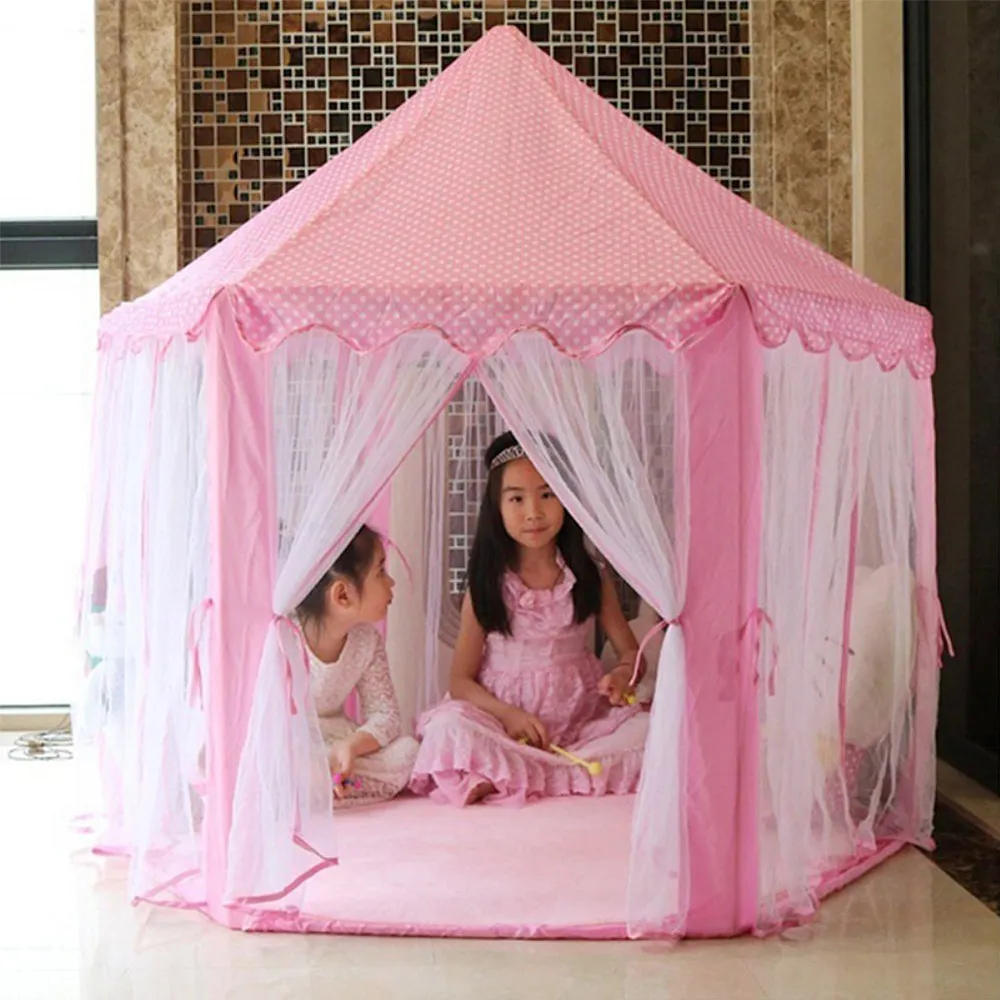 140 X 135 cm Grand château de princesse Tulle Enfants Maison Jeu Vente Tente de jeu Convient pour la maison, le jardin, le parc, la fête