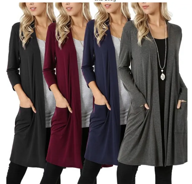 Fashion Spring Women Long Cardigan Stylish Top Casual Contrast Long Sleeves Thin Outwear Coat Top Clothing For Sales