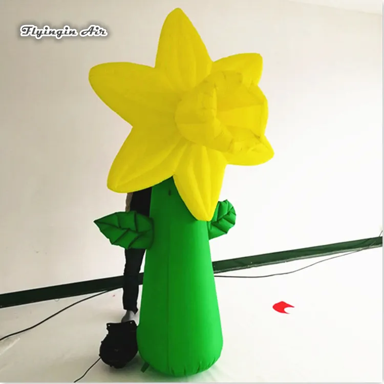 Simülasyon Şişme Çiçek Bitkileri 3m Yükseklik Sarı Patlama Çiçek Ayağı Konser Sahne Ve Etkinlik Tema Dekorasyon için