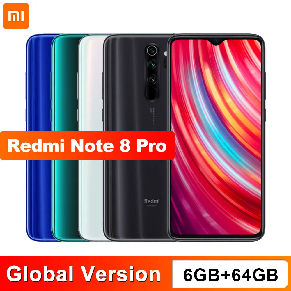 ¡En stock! Versión global Xiaomi Redmi Note 8 Pro 6GB 64GB Smartphone 64MP Quad Cámara Helio G90T Octa Core 4500mAh NFC