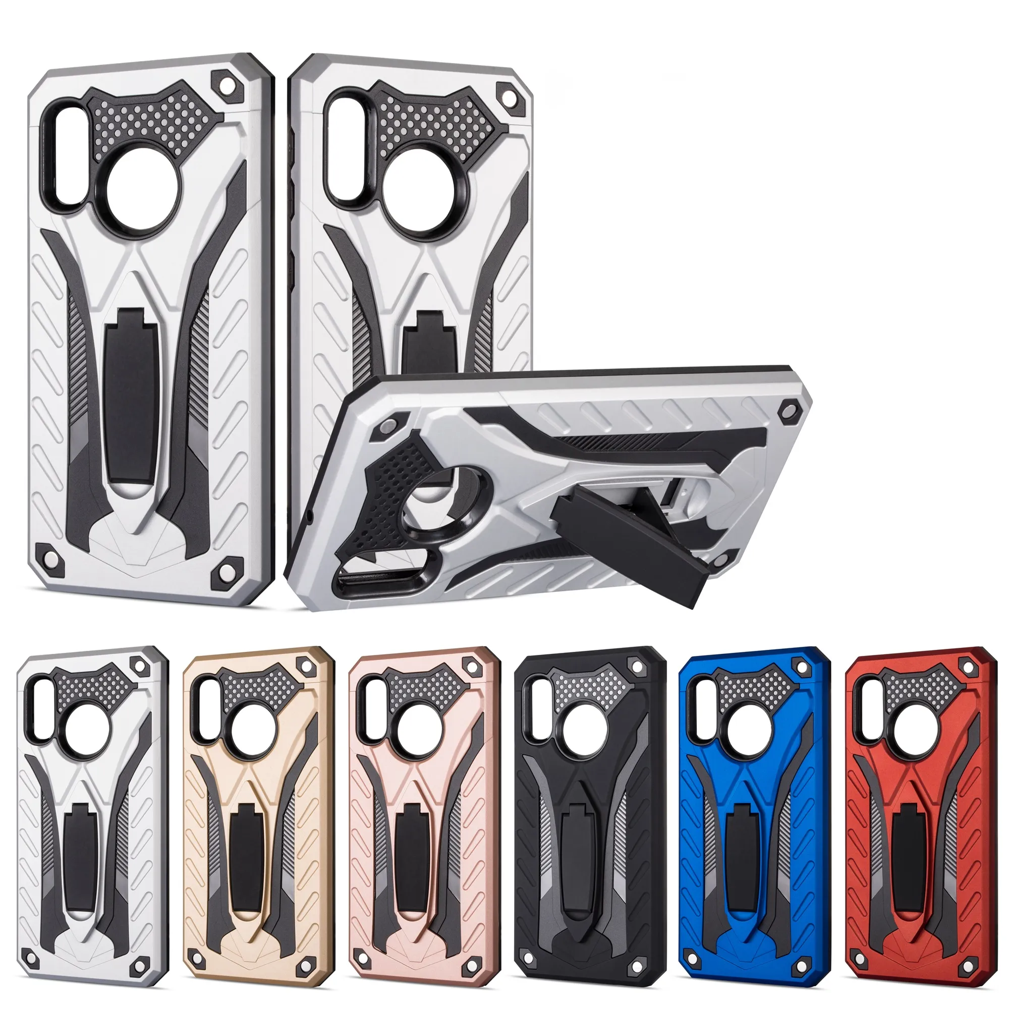 Hybrid Knight Armor Kickstand Case för Samsung Galaxy A20e A10E S10 PLUS S10E A70 A50 A40 Anm. 10+ J6 Plus S9 Plus note9