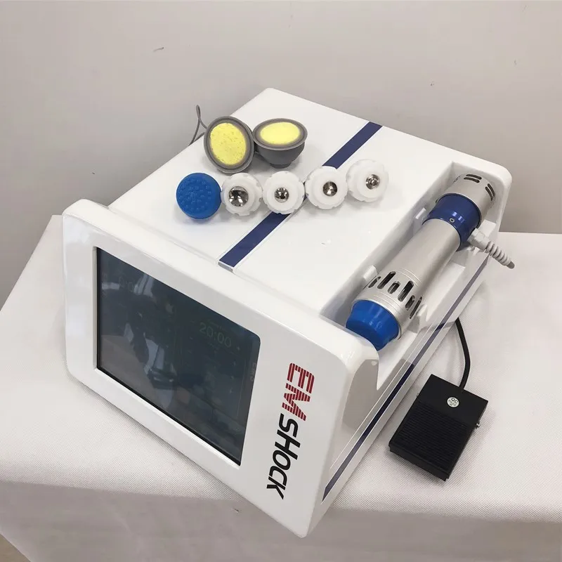Bärbar chockvågsterapi kombinerar EMS-behandlingsmaskin för bättre fysioterapi med 5 st Shockwave Tips och 4PCS EMS Cups