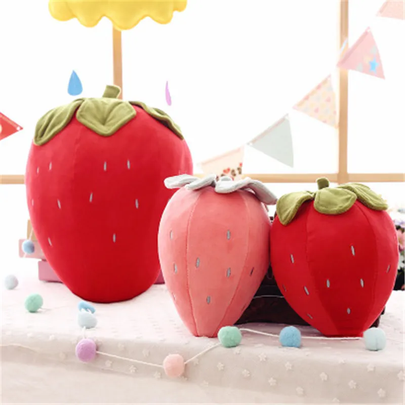 Kreativ simulering 25cm jordgubbar frukt plysch kudde fyllda plysch leksaker för barn flickor baby rolig present soffa sits kudde ny försäljning la212