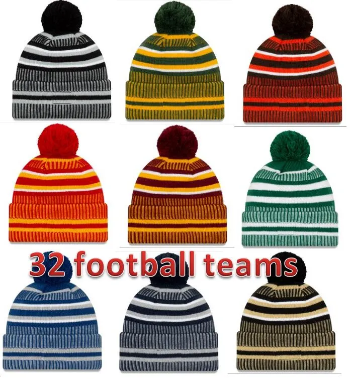 Hat Factory direttamente Nuovo arrivo Sideline Berretti Cappelli Football americano 32 squadre Sport invernali berretti in maglia Beanie Cappelli lavorati a maglia