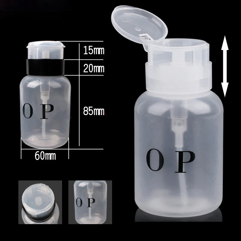 Tamax NA030 200 ml leere Nagelwaschflasche, leerer Pumpspender nach unten drücken, für Nagellackentferner, Alkohol, klare Flasche