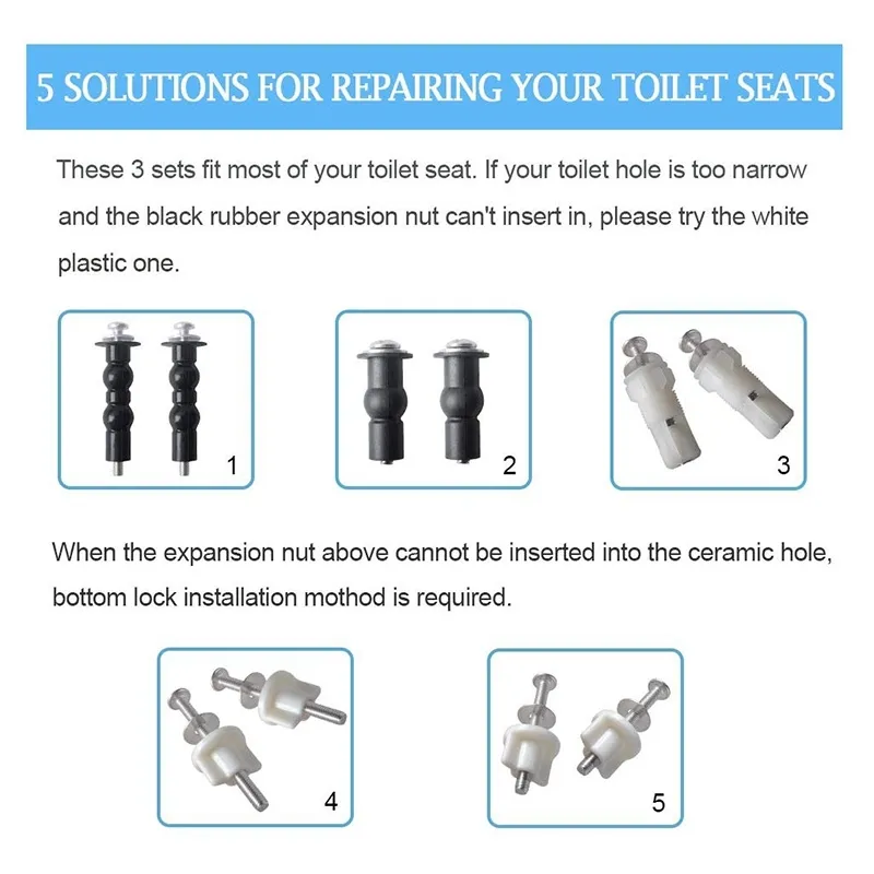 Parafusos Toilet Seat Nuts Parafusos Metal, Toilet Seat Dobradiças