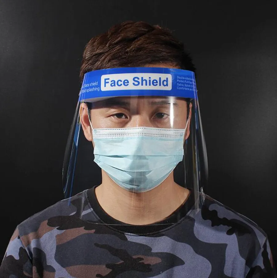 Maschera protettiva per il viso Maschera protettiva antispruzzo protettiva riutilizzabile in PET trasparente trasparente di sicurezza OOA8183