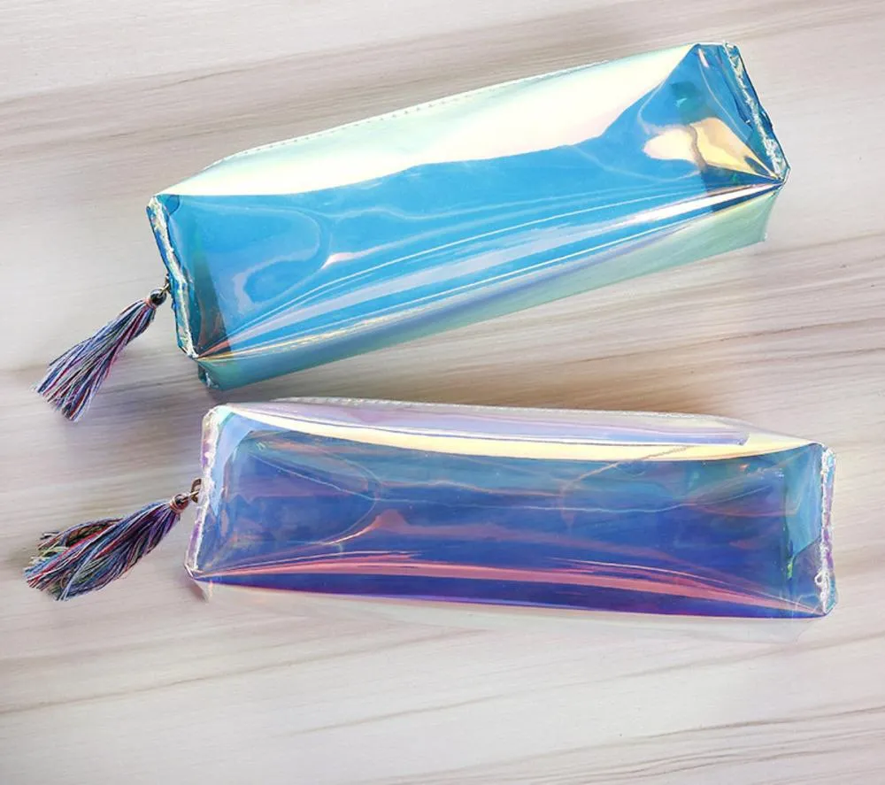 Wholesale Clear PVC Laser Pvc Pencil Case With Tassel Cute