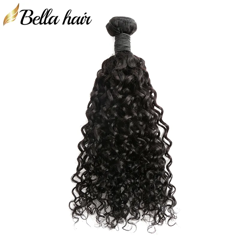 Bellahair Mongolian Virgin Hair Bundlar Curly 100% Human Hair Weft 10 "-28" Naturfärg Hårförlängningar Bulk Partihandel