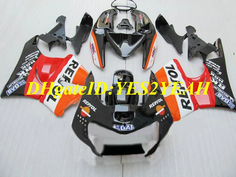 Top-rated Motorcycle Fairing Kit för Honda CBR900RR 919 98 99 CBR 900RR CBR900 1998 1999 ABS Röda Orange Svarta Fairings Set + Gifts HS19