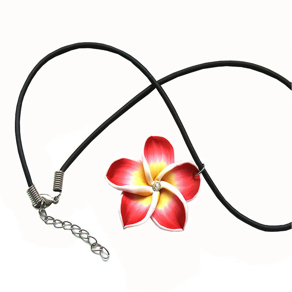 Mode hawaii plumeria blommor smycken set bohemia polymer lera örhängen hänge halsband smycken uppsättningar för kvinnor