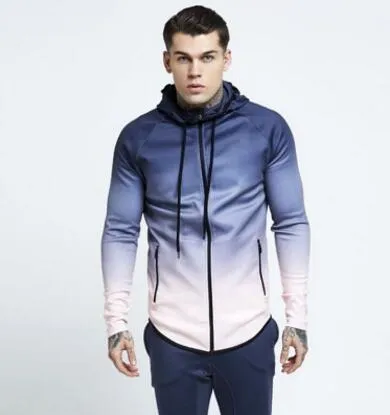 Men s fitness sport Jacket Winter Spring Gradual Change Overcoat Warm Long Sleeve Top Sale running chaqueta hombre