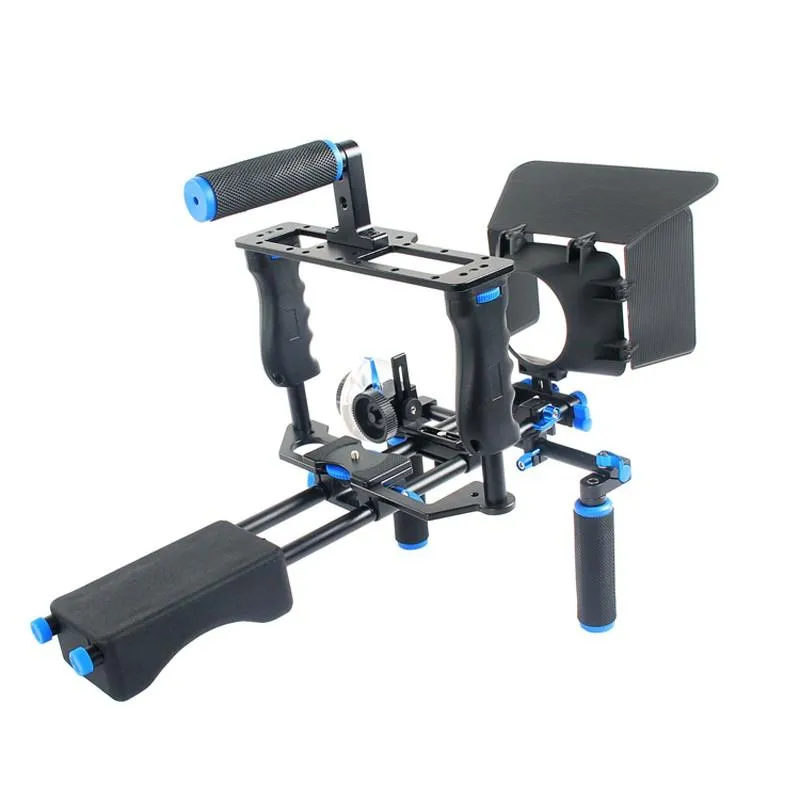Video Camera Shoulder Mount Rig With Stabilizing Cage, Follow