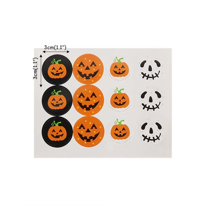 decoração abóbora Halloween - Etiqueta selo rosto abóbora desenho Halloween, Adesivos decorativos redondos para lembrancinhas festa, rolo adesivo  portátil para crianças e adultos Littryee