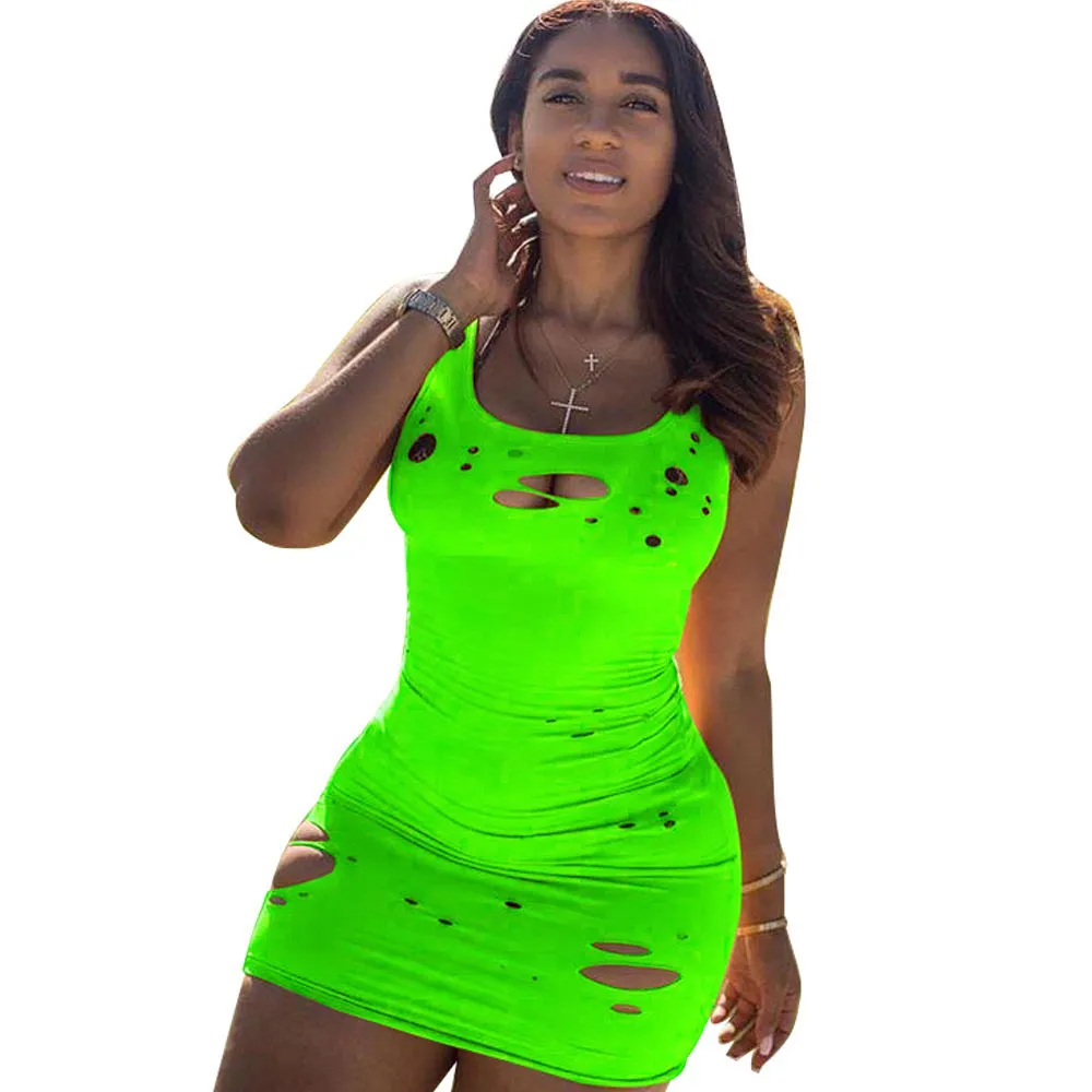 Femmes D bardeur Robes De Soir e Sexy t Mode Trou Sans Manches