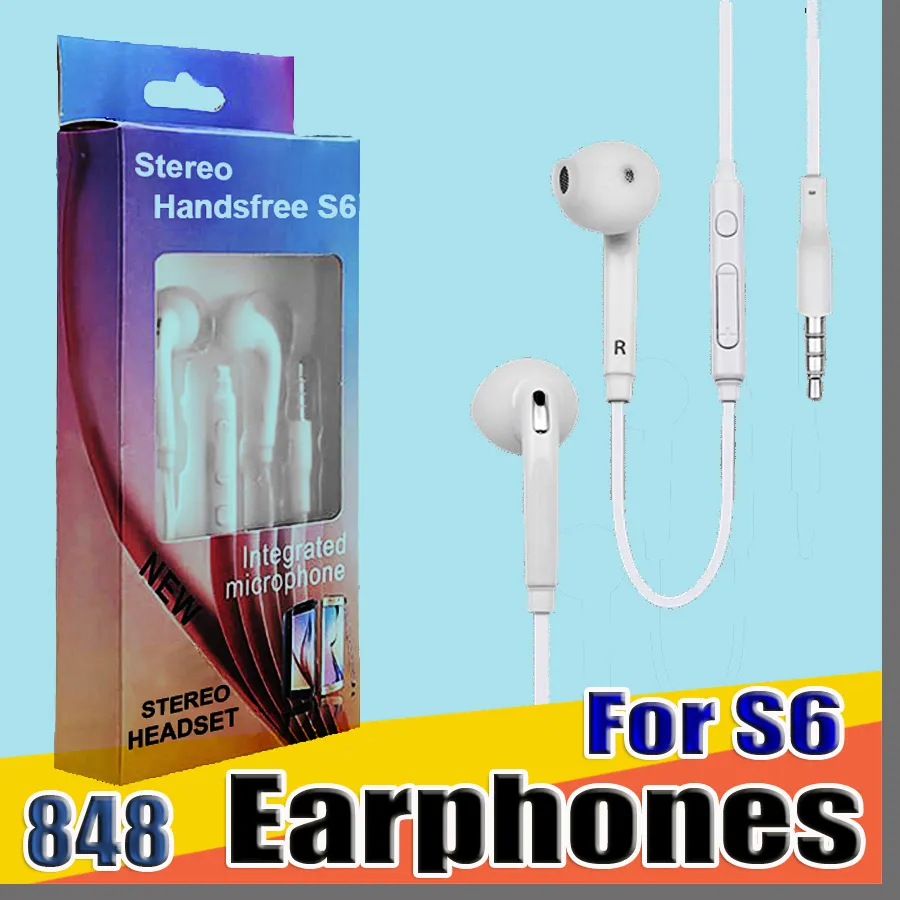 848B In-Ear Earphone Earpet hörlurar hörlurar med mic volymkontroll hörlur för Samsung S6 S7 S8 Android-telefon