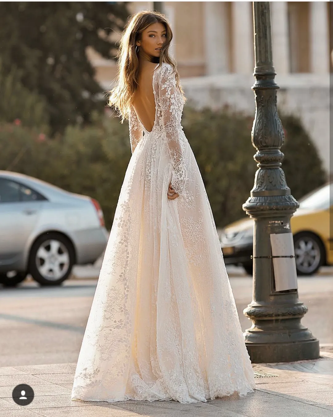 Berta 2019 Beach Wedding Dress Lace Long Sleeve 3D Floral