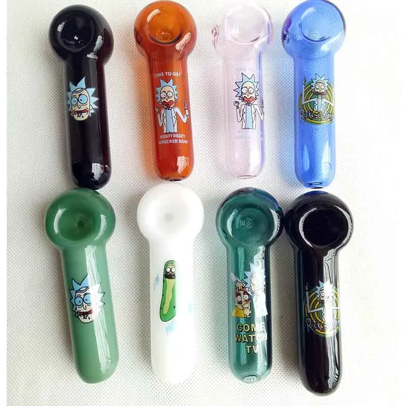 Tabak Komkommer Hand Bedwelmende Glazen Pijpen Pyrex Lepel Waterpijpen Olie Branders Nagel Pijp Dikke 8 Kleuren Kiezen 4.0 inches