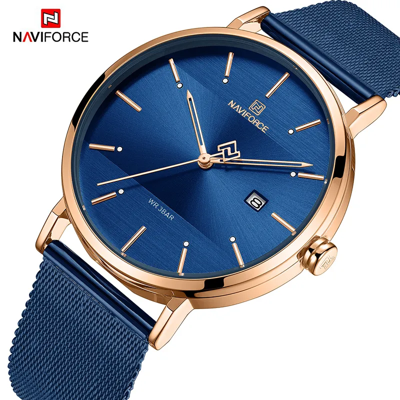 NAVIFORCE New Stylish Women Watches Top Brand Luxury Stainless Steel Strap Quartz Wristwatch For Woman Bracelet Watch 2019 Gift LY191205