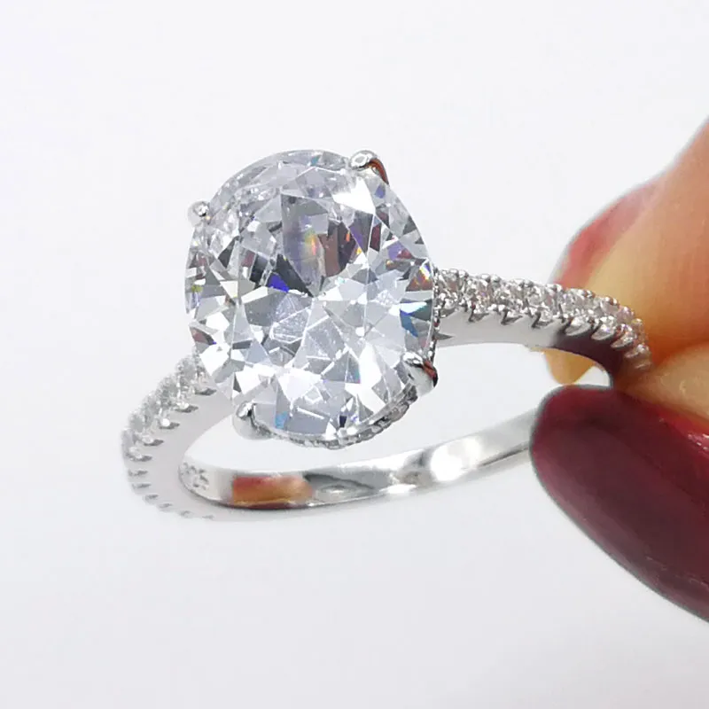 925スターリングシルバーの結婚指輪フィンガークッションカット女性エンゲージメントジュエリー・アネル
