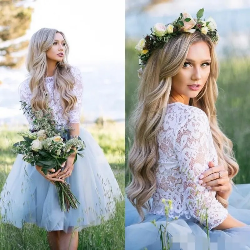 Long Blue Homecoming Dresses Jewel Neck Lace Long... From Missbeautydress,  $58.93 | DHgate.Com