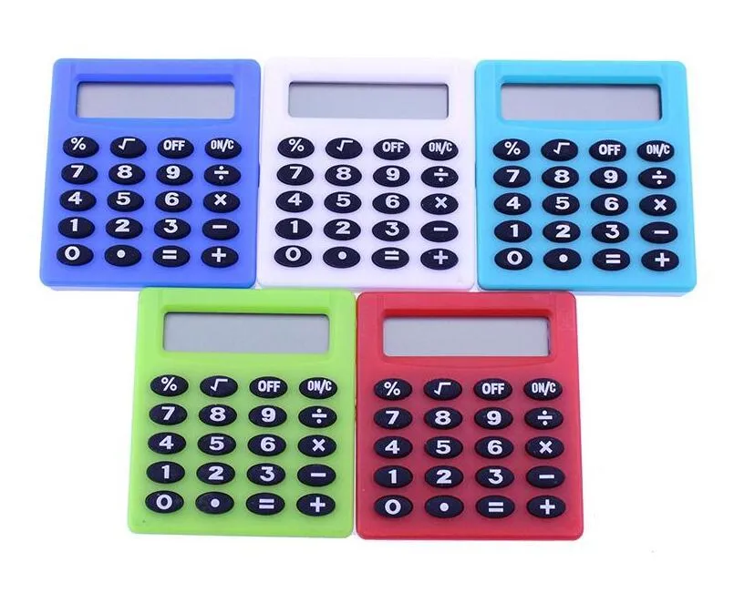 Cute Student Pocket 8 Digital Mini Electronic Calculator Candy 5 Colors Calculating Coin Batteries Calculator Office Supplies Gift