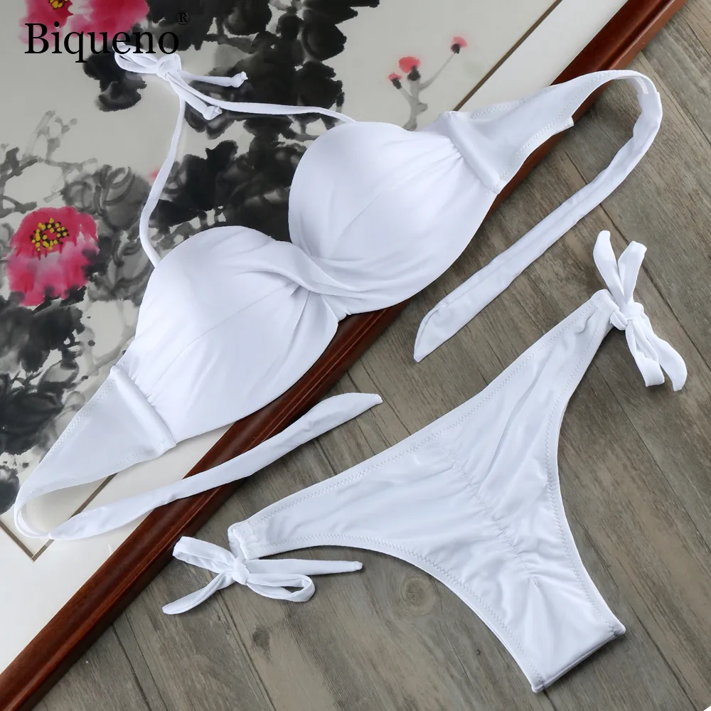 NUOVO Plus Size Costume da bagno con ferretto Costume da bagno bianco Sexy Push Up Bikini Costumi da bagno Donna Scrunch Butt Bandage Bikini Set Biquini