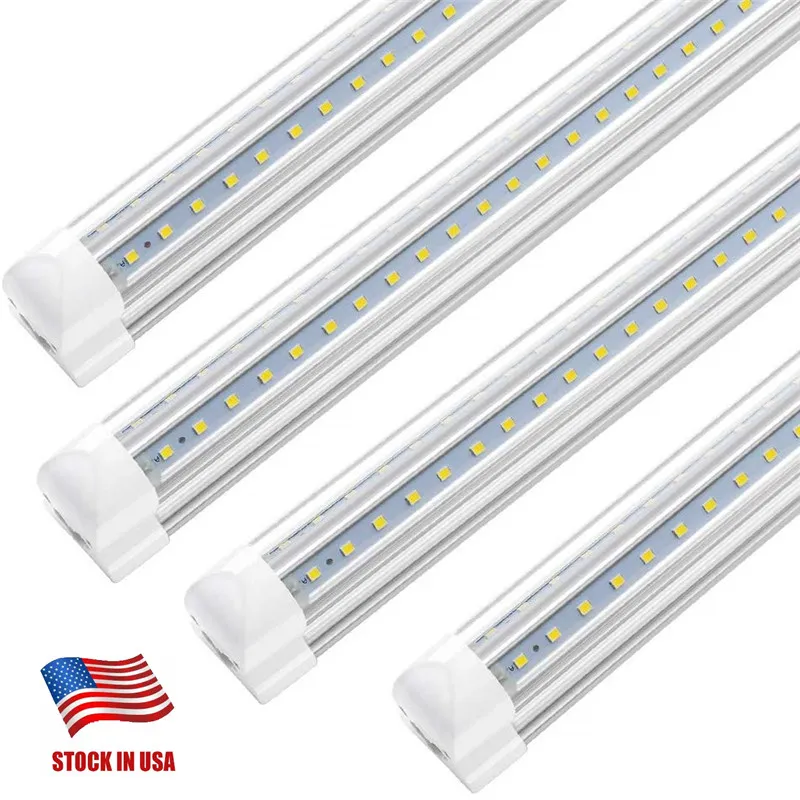 Tubos de LED em estoque nos EUA 2 pés 4 pés 5 pés 6 pés 8 pés Luzes de LED em forma de V Lâmpadas de LED integradas 8 pés Porta do refrigerador Congelador Luz de LEDs