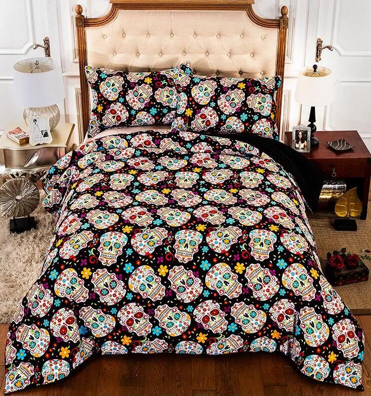 American And European Style Skull Print Bedding Set One Duvet Cover And
